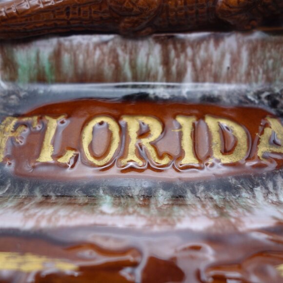 Ceramic Brown Florida Gator Carrib Made in Japan Ash Tray - Picture 11 of 12